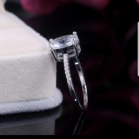 Solitaire sterling silver diamonds ring new - Picture 5 of 5